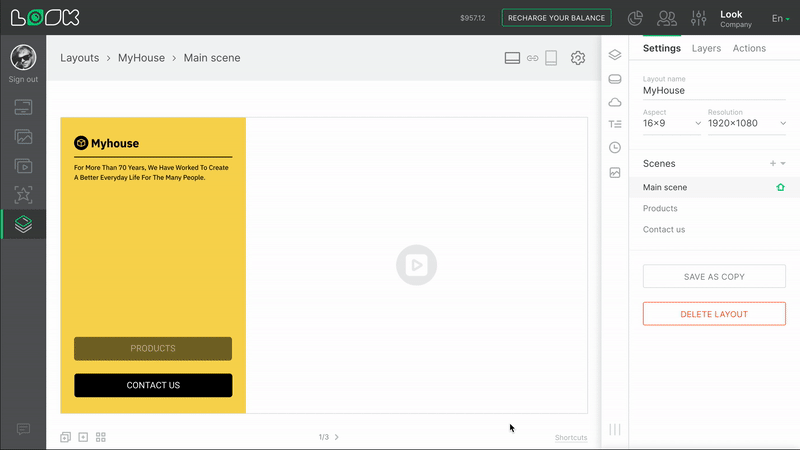 Opening the scene by pressing a button
