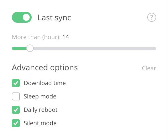 Last Sync and Advanced Settings