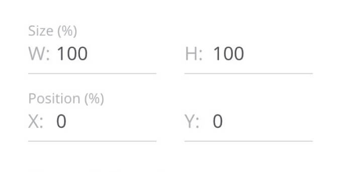 roup of settings is responsible for the size and positioning of the layer area