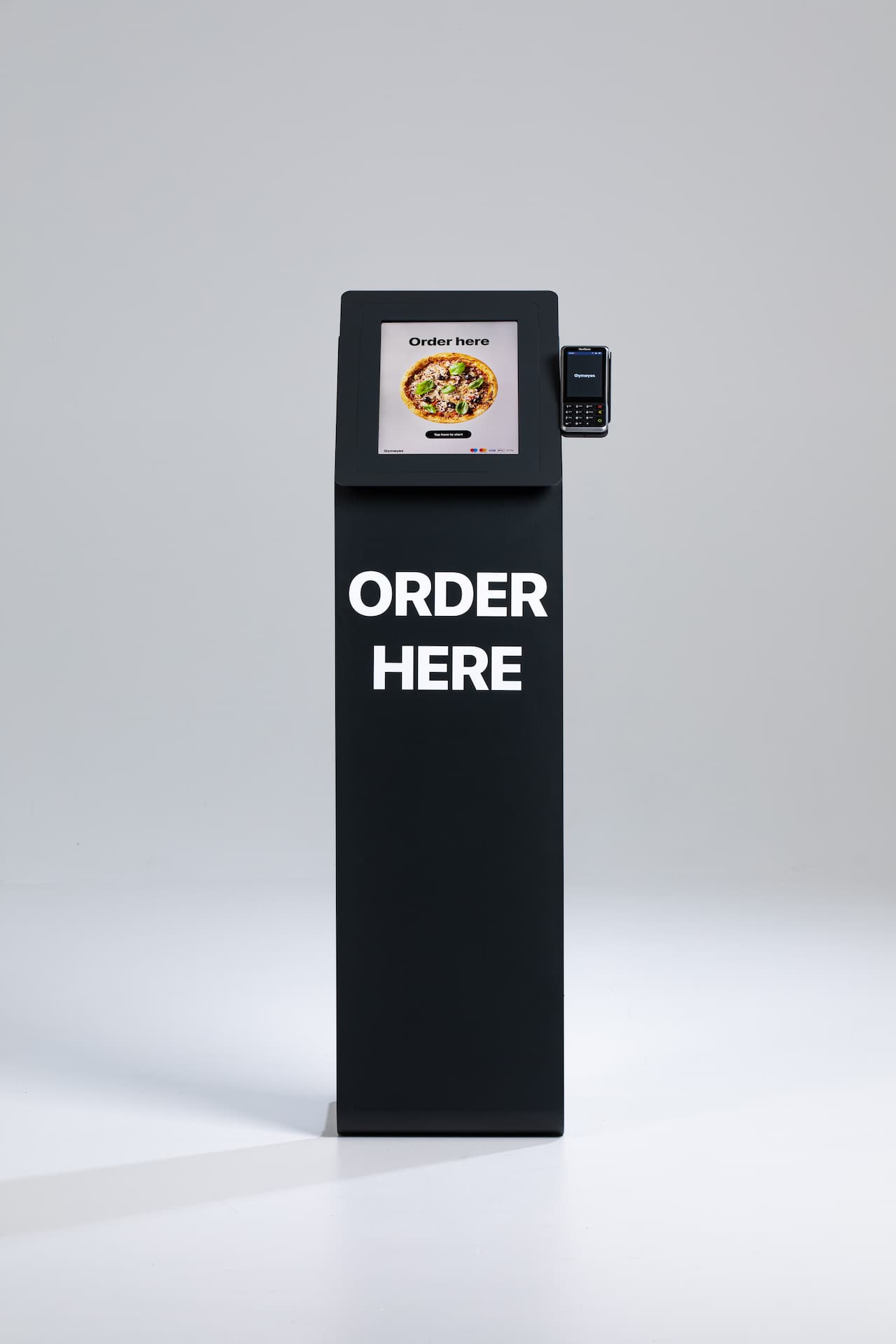 Digital kiosk with message "order here"