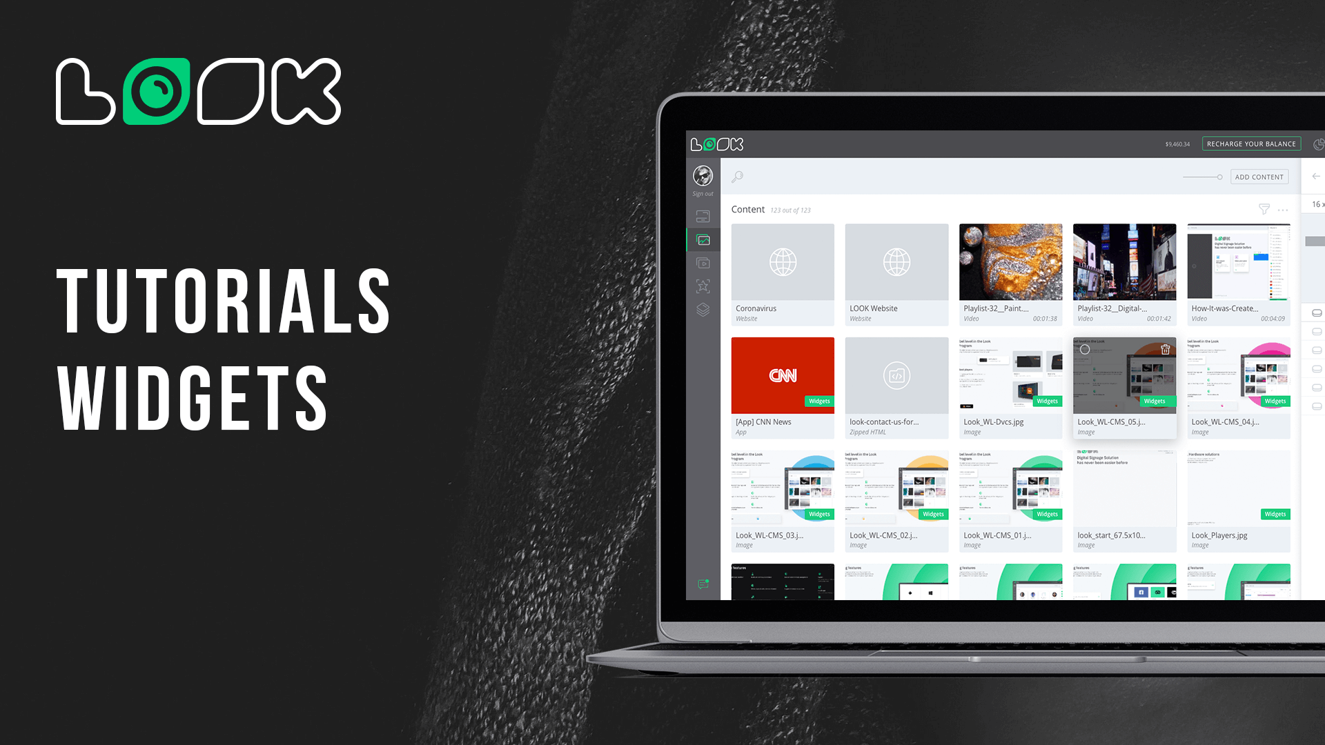 LOOK Digital Signage Software introduse widgets and RSS