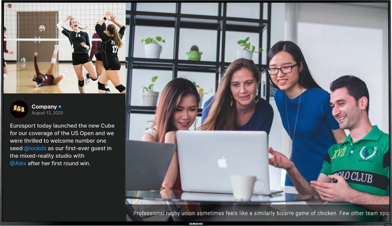 Digital screen with content for university