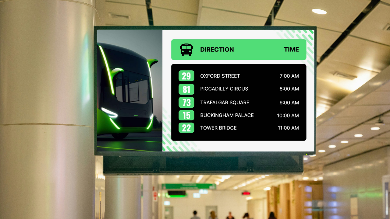 Bus station digital signage